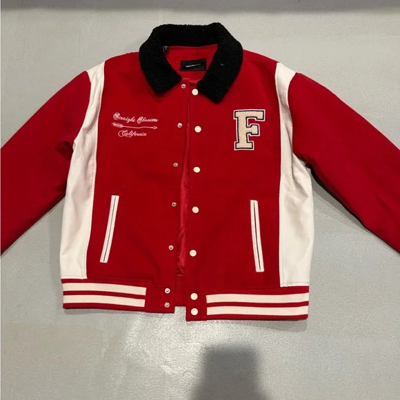 Fashion Nova Red and White Archery Club Jacket - Picture 3 of 6